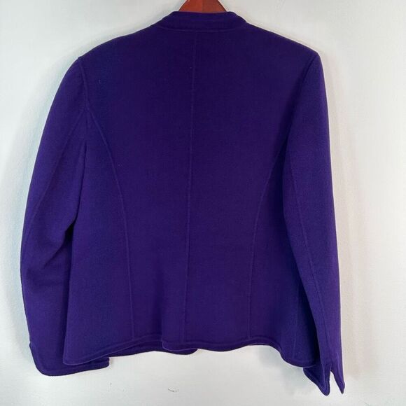 Vintage Talbots 100% Wool Purple Open Front Blazer Jacket Womens 12 Preppy Chic - Picture 2 of 10